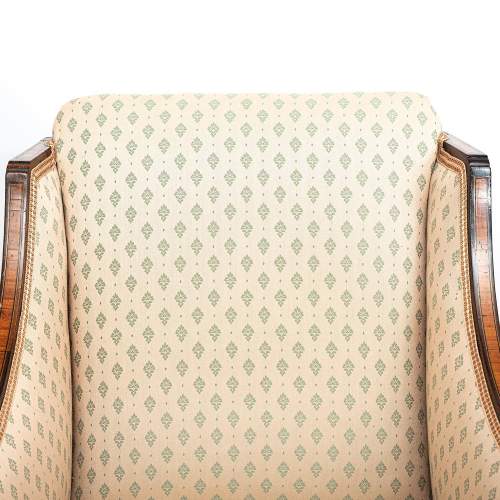 Edwardian Period Antique Walnut Upholstered Armchair image-5