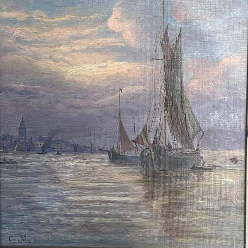 Pair of Signed Maritime Oil Paintings image-5