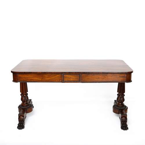 An Antique Regency Period Rosewood Library Table image-1