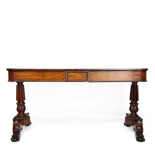 An Antique Regency Period Rosewood Library Table image-2