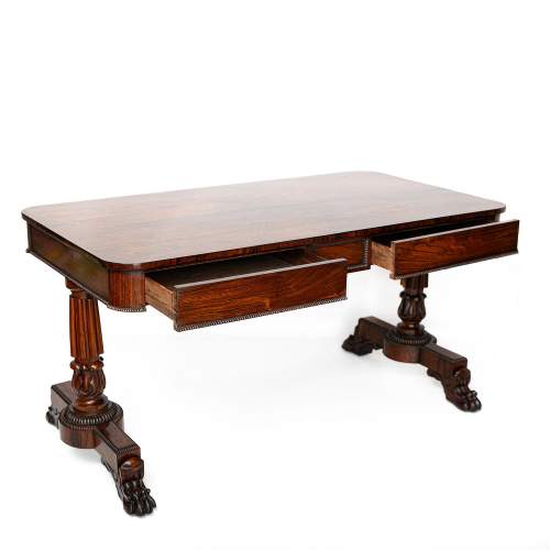 An Antique Regency Period Rosewood Library Table image-3