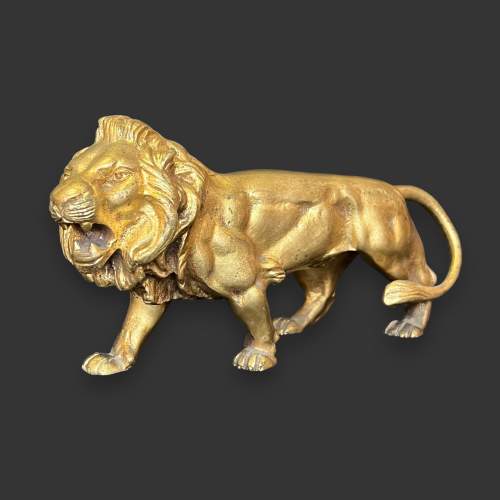 French 19th Century Gilded Bronze Lion image-1