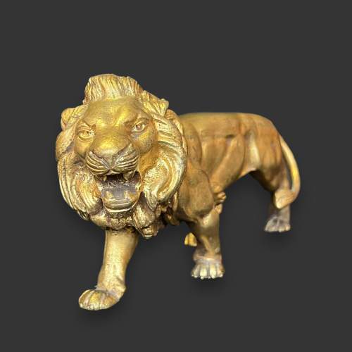 French 19th Century Gilded Bronze Lion image-3