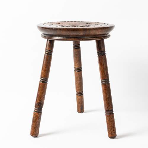 An Edwardian Period Carved Wood Stool image-1