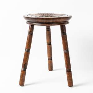 An Edwardian Period Carved Wood Stool