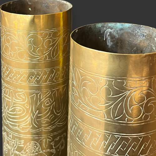 Pair of Arabic Design Trench Art Vases image-2