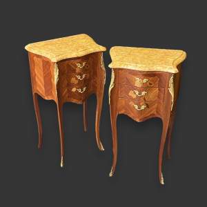 Pair of French Marble Topped Chevets