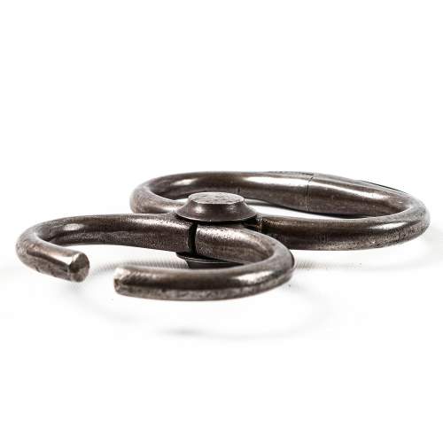 Antique Pair of Steel Prisoner Escort Handcuffs image-3