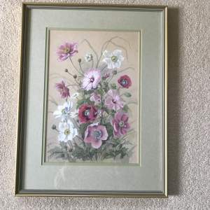 Floral Watercolour by 20th Century Lincolnshire artist G.M.Brough