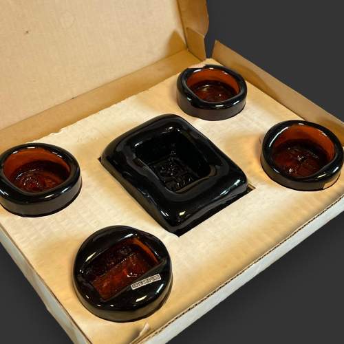 Erik Hoglund for Boda Amber Glass Dishes - Boxed image-1