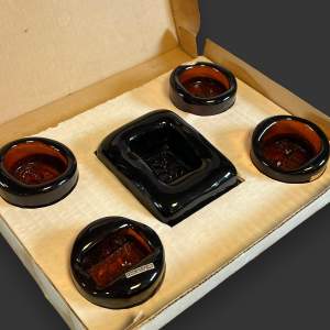 Erik Hoglund for Boda Amber Glass Dishes - Boxed