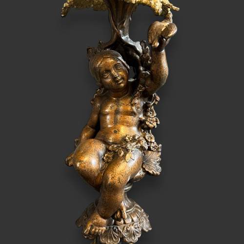 Late 19th Century Pair of Putti Decor Candlesticks image-2