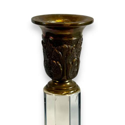 Victorian Pair of Cut Glass and Bronze Candlesticks image-2