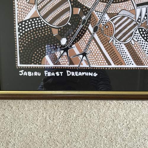 20th Century Aboriginal Silk Screen Print Jabiru Feast Dreaming image-3