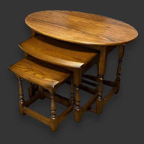 Old Charm Oak Nest of Tables image-1