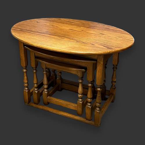 Old Charm Oak Nest of Tables image-2