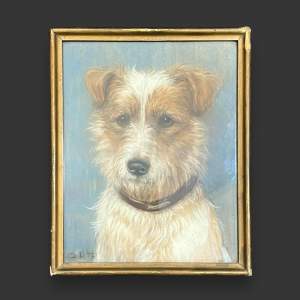 Early 20th Century Framed Pastel of a Jack Russell