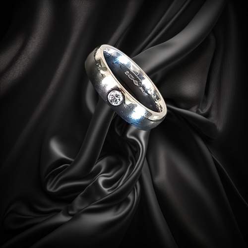 Heavy Platinum Diamond Ring image-1