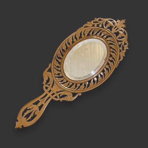 Circa 1900 Sorrento Olive Wood Hand Mirror image-2