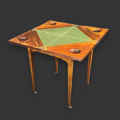 Edwardian Inlaid Envelope Card Table image-4