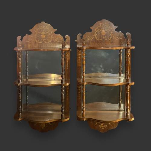 Pair of Edwardian Rosewood Mirror Back Shelves image-1