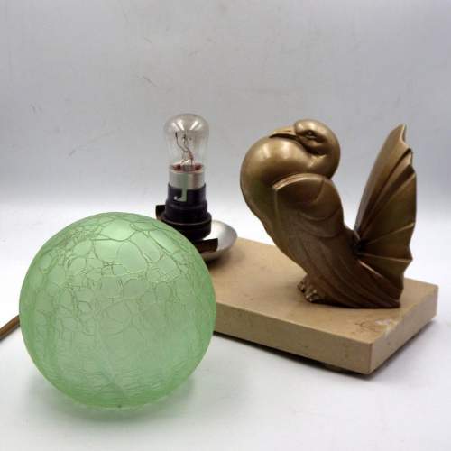 Art Deco 1930s French Spelter Bird & Marble Table Lamp image-6