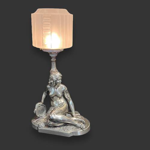 Art Deco Silver Plated Figural Lamp image-1