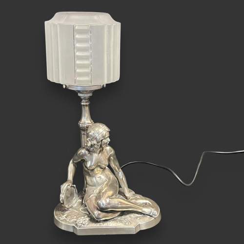 Art Deco Silver Plated Figural Lamp image-2