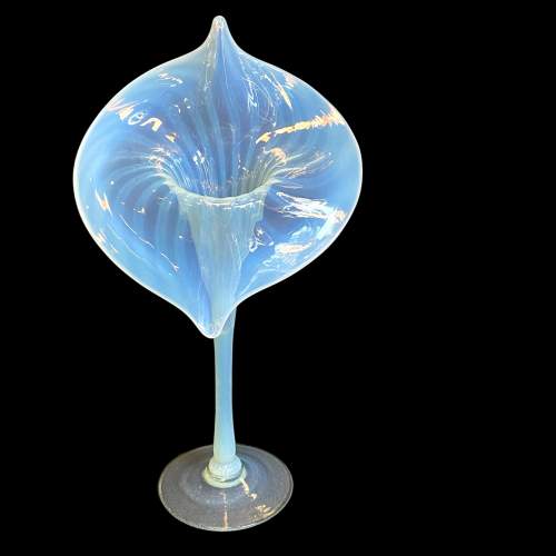 Art Nouveau Jack in the Pulpit Vaseline Glass Vase image-1