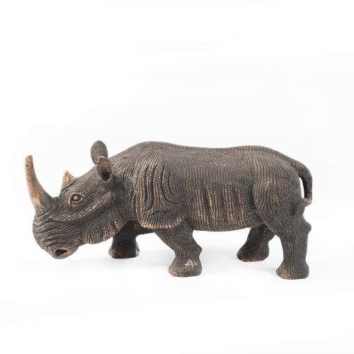 Large Well Carved African Hardwood Rhinoceros Sculpture image-3