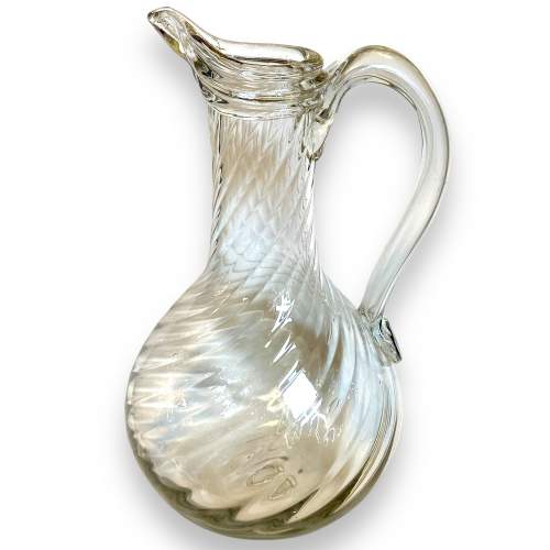 18th Century Large Normandy Wrythen Blown Glass Pitcher Jug image-1