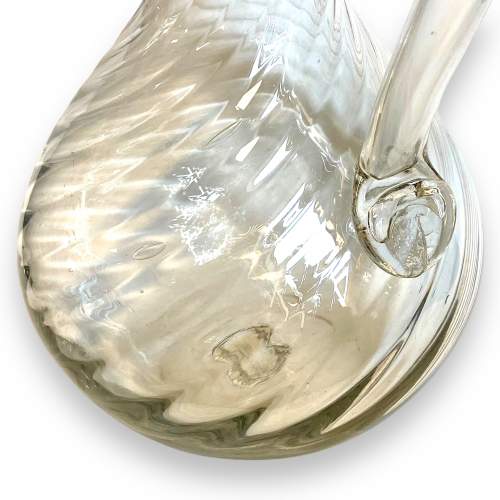 18th Century Large Normandy Wrythen Blown Glass Pitcher Jug image-3