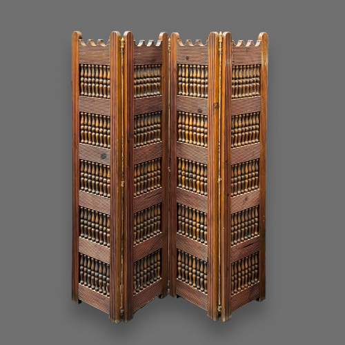 Early 20th Century Pitch Pine and Elm Four Fold Screen image-1