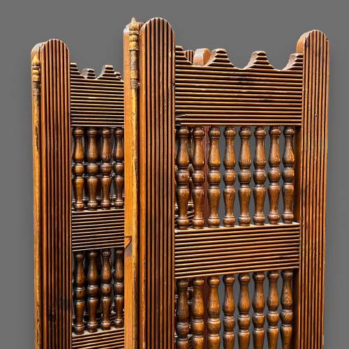 Early 20th Century Pitch Pine and Elm Four Fold Screen image-2