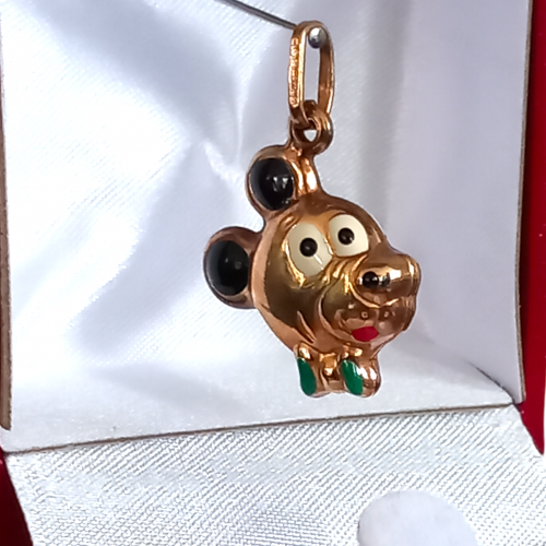 Gold and Enamel Cartoon Dog Pendant image-2