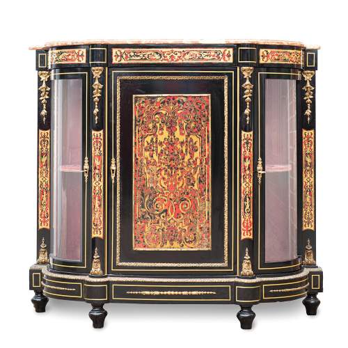 Early 20th Century Ebonised and Faux Boulle Credenza image-1