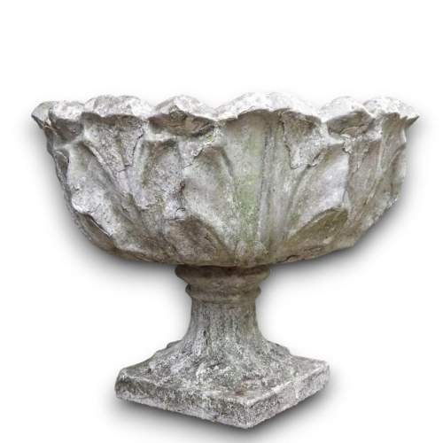 Antique 19th Century Weathered Stone Garden Planter Urn image-1