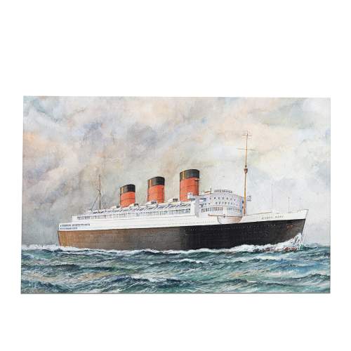 Vintage Watercolour of the Cruise Liner Queen Mary image-2