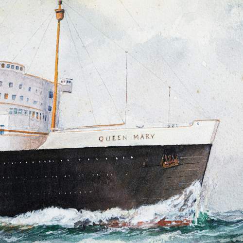 Vintage Watercolour of the Cruise Liner Queen Mary image-3