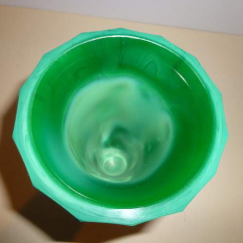 Heinrich Hoffman Ingrid Design Art Deco Malachite Glass Vase image-2