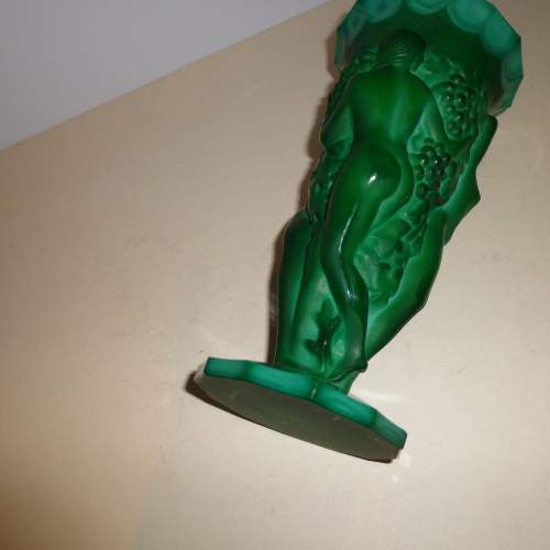 Heinrich Hoffman Ingrid Design Art Deco Malachite Glass Vase image-3