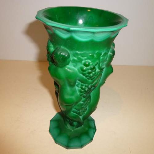 Heinrich Hoffman Ingrid Design Art Deco Malachite Glass Vase image-4