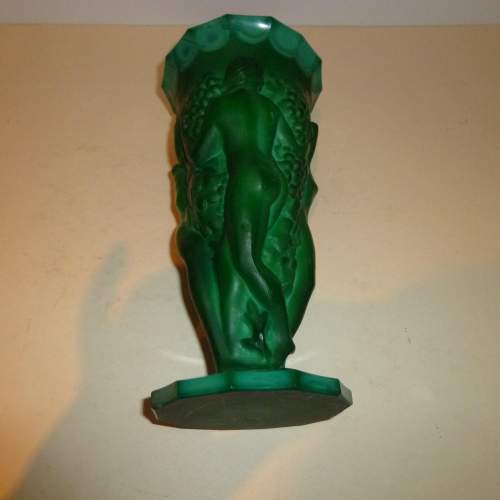 Heinrich Hoffman Ingrid Design Art Deco Malachite Glass Vase image-5