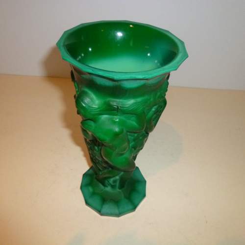 Heinrich Hoffman Ingrid Design Art Deco Malachite Glass Vase image-6