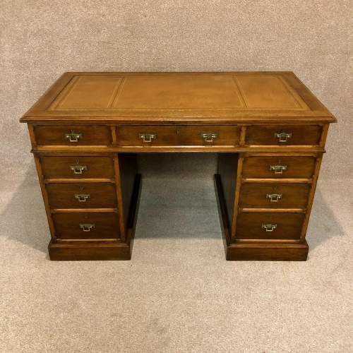 19th Century Oak 3 Piece Pedestal Desk image-1