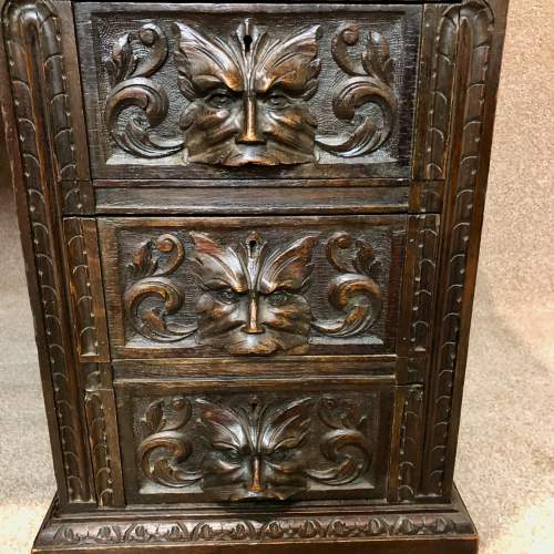 19th Century Carved Oak Green Man 3 Piece Pedestal Desk image-3