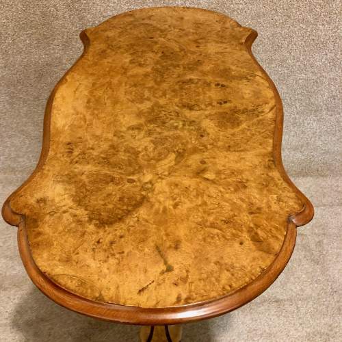 19th Century Figured Walnut Shaped Top Stretcher Table image-2