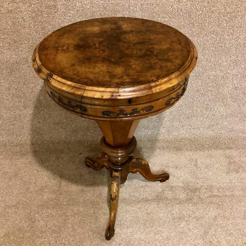 19th Century Walnut Circular Work Table image-2