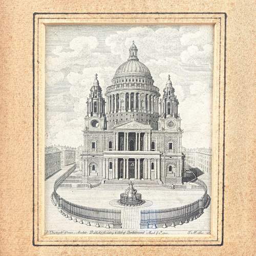 Antique 18th Century Engraving of St Pauls Cathedral image-3