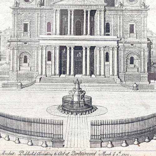 Antique 18th Century Engraving of St Pauls Cathedral image-5